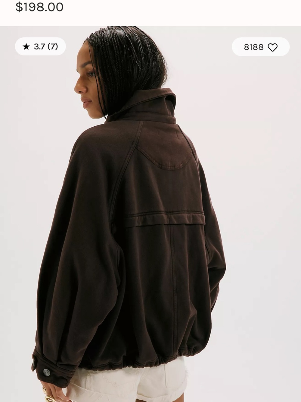 Free People Jojo Washed Oversized Funnel-Neck Jacket - Dark Brown - Picture 2 of 5